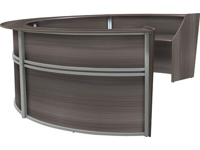 Regency Marque 142W Curved Reception Desk Workstation, Driftwood Gray (77294GY)