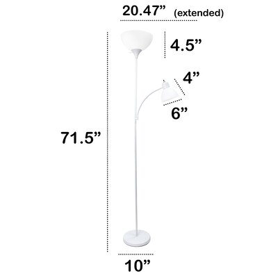 Creekwood Home Essentix 71.5" Tall Traditional 2-Light Metal Floor Lamp, Torchiere, Feit LED Bulbs, White (CWF-3000-WH-LB)