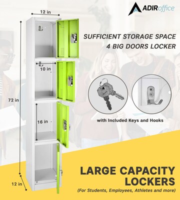 AdirOffice 72'' 4-Tier Green Storage Locker, 4/Pack (629-204-GRN-4PK)