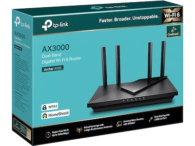 TP-LINK Archer AX55 AX 3000 Dual-Band Wi-Fi 6 Router, Black (ARCHER AX55) |  Quill.com