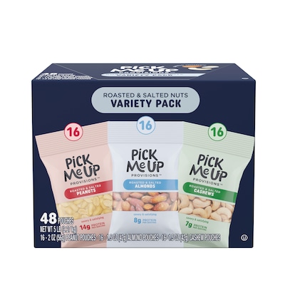 Pick Me Up Provisions™ Roasted & Salted Almonds, Cashews, and Peanuts Variety Pack, 48 Bags/Box (PM6