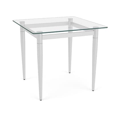 Lesro Ravenna 22W x 22D Glass Nesting End Table, Brushed Steel (RV0620.FBS)