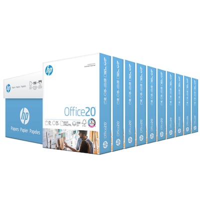 Image of HP Office20 Multipurpose Paper, 8.5 x 11, 20 lbs., White, 500 Sheets/Ream, 10 Reams/Carton (HPC8511)