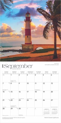 2025 BrownTrout World's Greatest Lighthouses 12" x 24" Monthly Square Wall Calendar, (9781975475970)