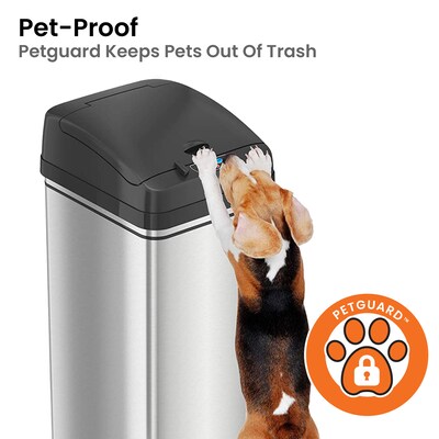 iTouchless 13 Gallon Sensor Trash Can with Pet-Proof Lid, Silver