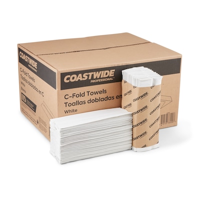 Coastwide Professional™ Recycled C-Fold Paper Towels, 1-Ply, 150 Sheets/Pack, 2400 Sheets/Carton (CW