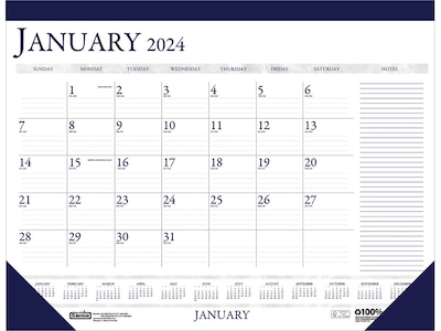 2024 House of Doolittle 22 x 17 Monthly Desk Pad Calendar, White/Blue (164-24)