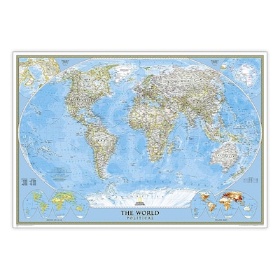 National Geographic World Classic Map, Enlarged and Laminated, 69.25 x 48 (NGMRE00622003)