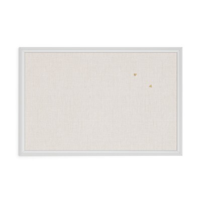 U Brands Self-Healing Cork Linen Bulletin Board, White Decor Frame, 30 x 20 (2074U00-01)