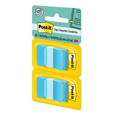 Post-it® Flags, 1 Wide, Light Blue, 100 Flags/Pack (680-BB2)