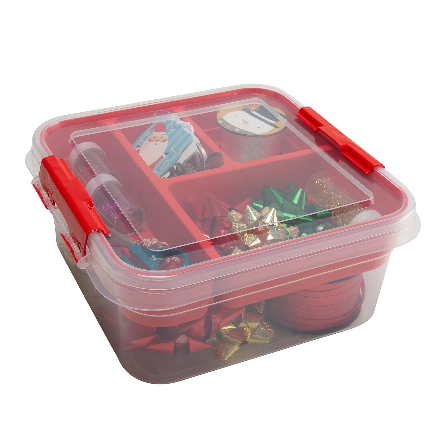 Simplify Gift Storage Box with Lid, Plastic, Red (25522- RED)