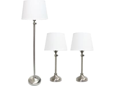 Lalia Home Perennial 58.5/30 Brushed Nickel Three-Piece Floor/Table Lamp Set with Tapered Shades (