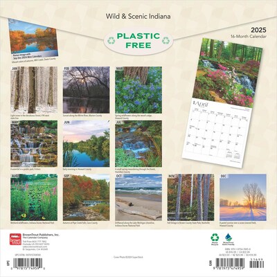 2025 BrownTrout Indiana Wild & Scenic 12 x 12 Monthly Wall Calendar (9781975474959)