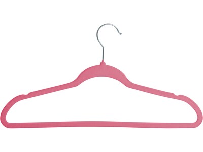 Honey-Can-Do Metal Slim-Profile Nonslip Velvet Hanger, Pink, 25/Pack (HNG-09734)