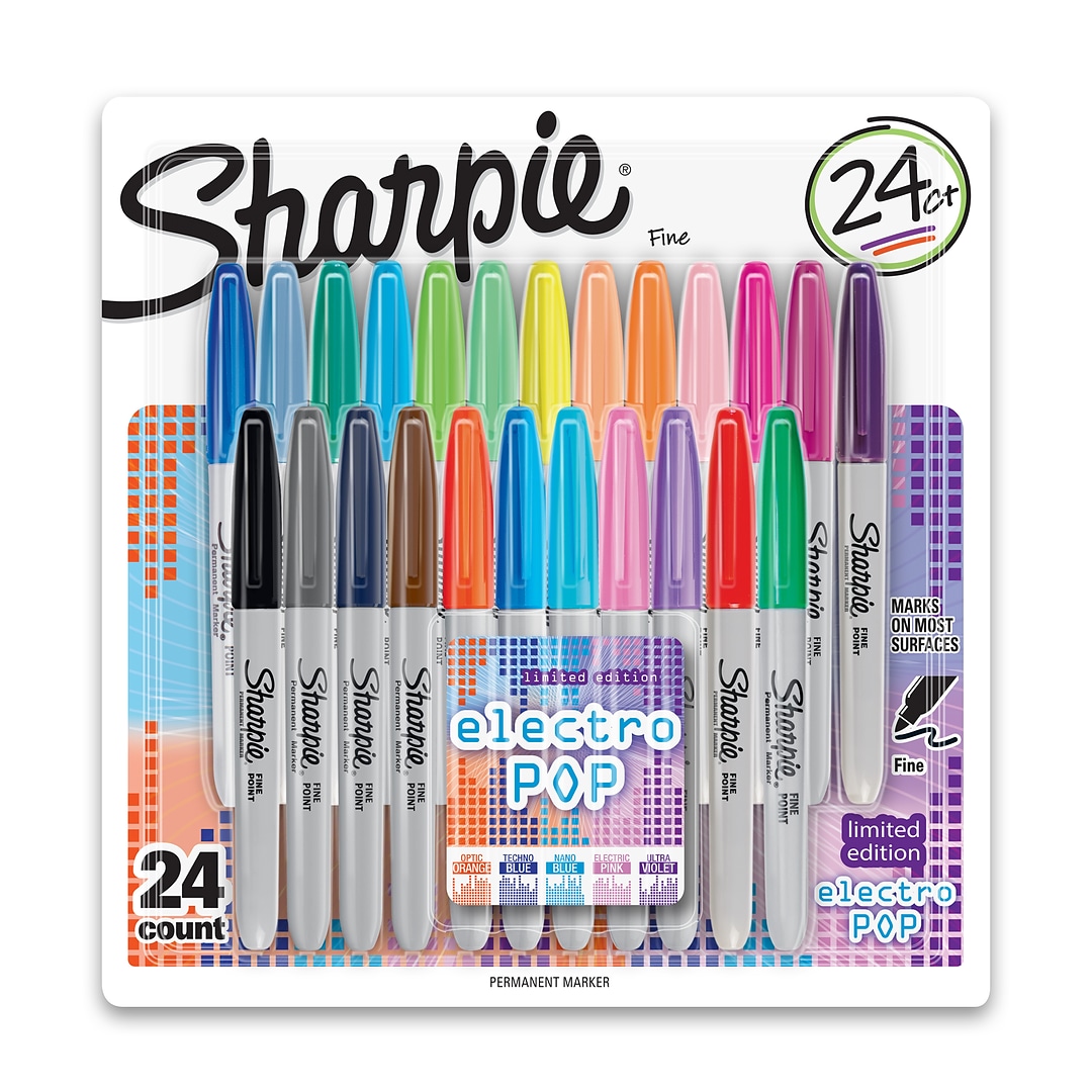 Sharpie Color Burst Permanent Markers, Fine Tip, Assorted, 24/Pack  (1949557) | Quill.com