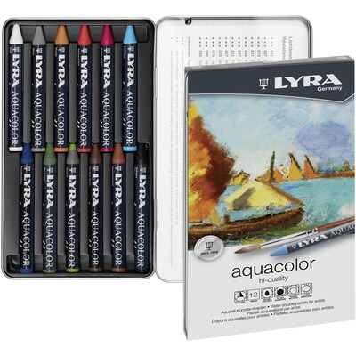 Lyra Aquacolor Water Soluble Crayon Pastels Set Tin, Assorted Colors, 13/Set (LYXL5611120)