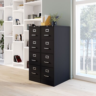 Quill Brand® 4 File Drawers Vertical File Cabinet, Locking, Black, Letter, 26.5"D (13444D)