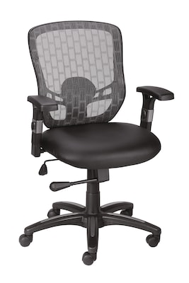 Quill Brand® Corvair Mesh Back Luxura Faux Leather Computer and Desk Chair, Black (23097)