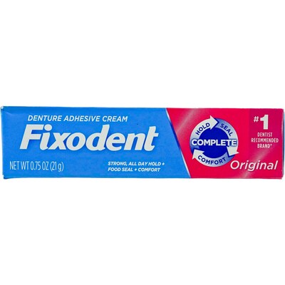 Fixodent Original Denture Adhesive Cream, 0.75 oz Tube, 10 Tubes/Bag, 12 Bags/Carton