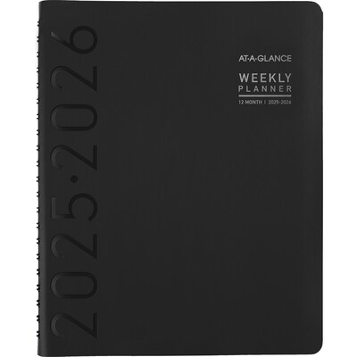 2025-2026 AT-A-GLANCE Contemporary 8.25" x 11" Academic Year Weekly & Monthly Planner, Faux Leather Cover, Black (70-957X-05-26)