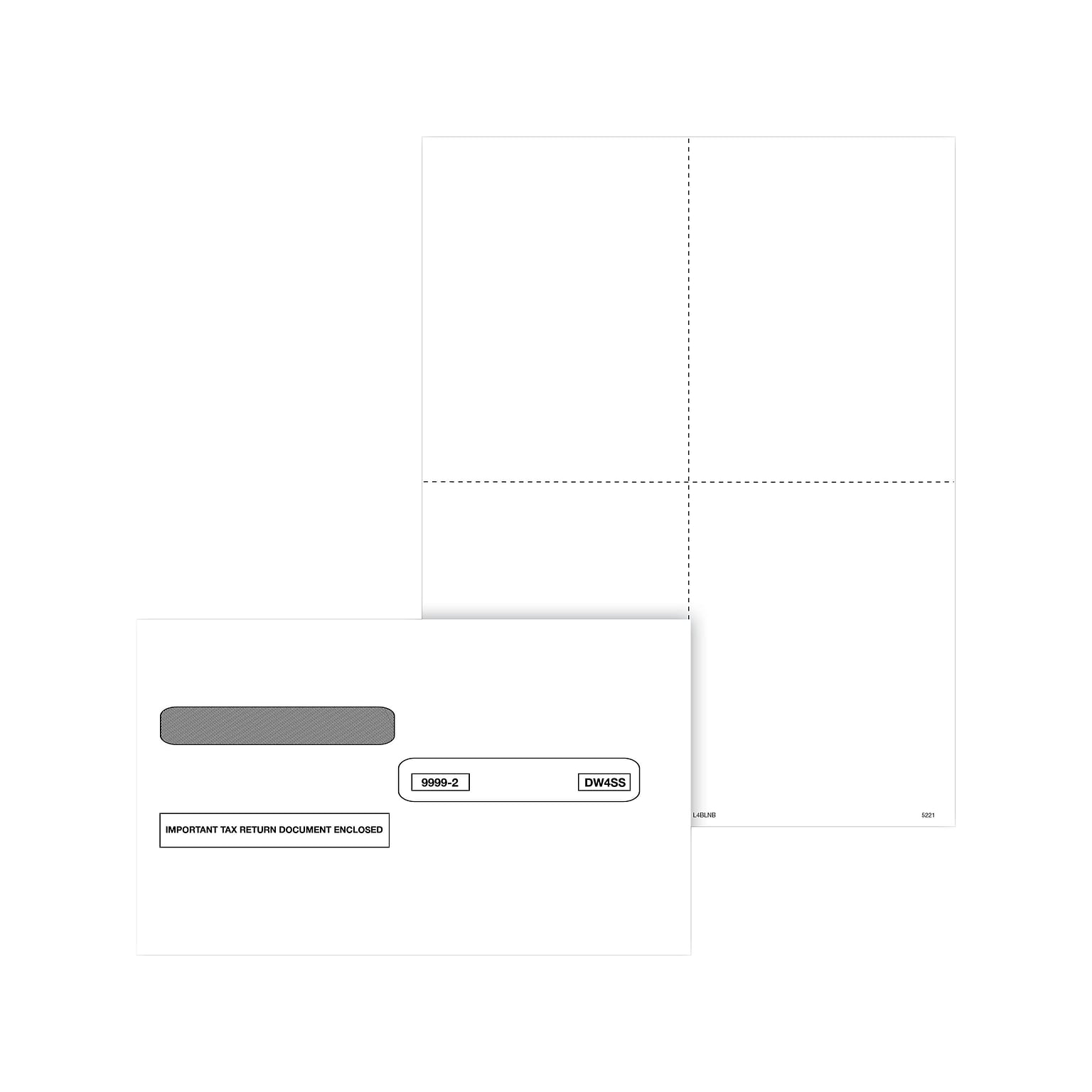 ComplyRight W-2/1099 Blank Tax Form Set with Envelopes/Recipient Copy Only (No Backer), 4-Up, 50/Pack (5221E)