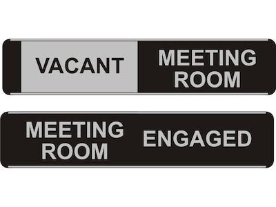 Seco Adhesive Meeting Room Vacant/Engaged Sliding Sign, 10" x 2", Black/Gray (BA101)