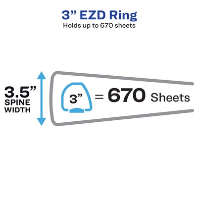 Avery Durable 3" 3-Ring View Binders, EZD Ring, White 6/Pack (09701)