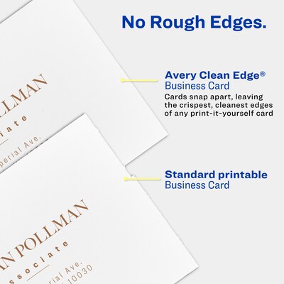 Avery Clean Edge Business Cards, 2" x 3 1/2", Matte White, 1000 Per Pack (5874)