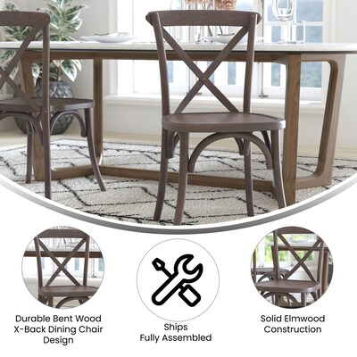 Flash Furniture Advantage Wood X-Back Chair, Armless, Gray Wash Driftwood (XBACKBURDRIFT)
