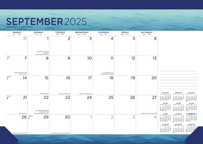 2025 BrownTrout Seaside Currents 17" x 12" Monthly Desk Pad Calendar (9781975481285)