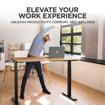 Uncaged Ergonomics Rise Up Electric Adjustable Height Standing Desk with Natural Bamboo Desktop (RUbb)