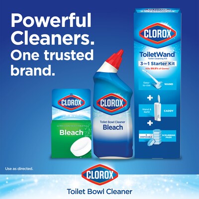 Clorox Disinfecting Toilet Bowl Cleaner with Bleach, Rain Clean Scent, 24 Oz., 2/Pack (00273)