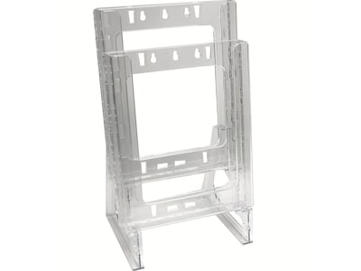 Azar 2-tier Modular Brochure Holder, 8.5 x 11, Clear Styrene, 2/Pack (252333)