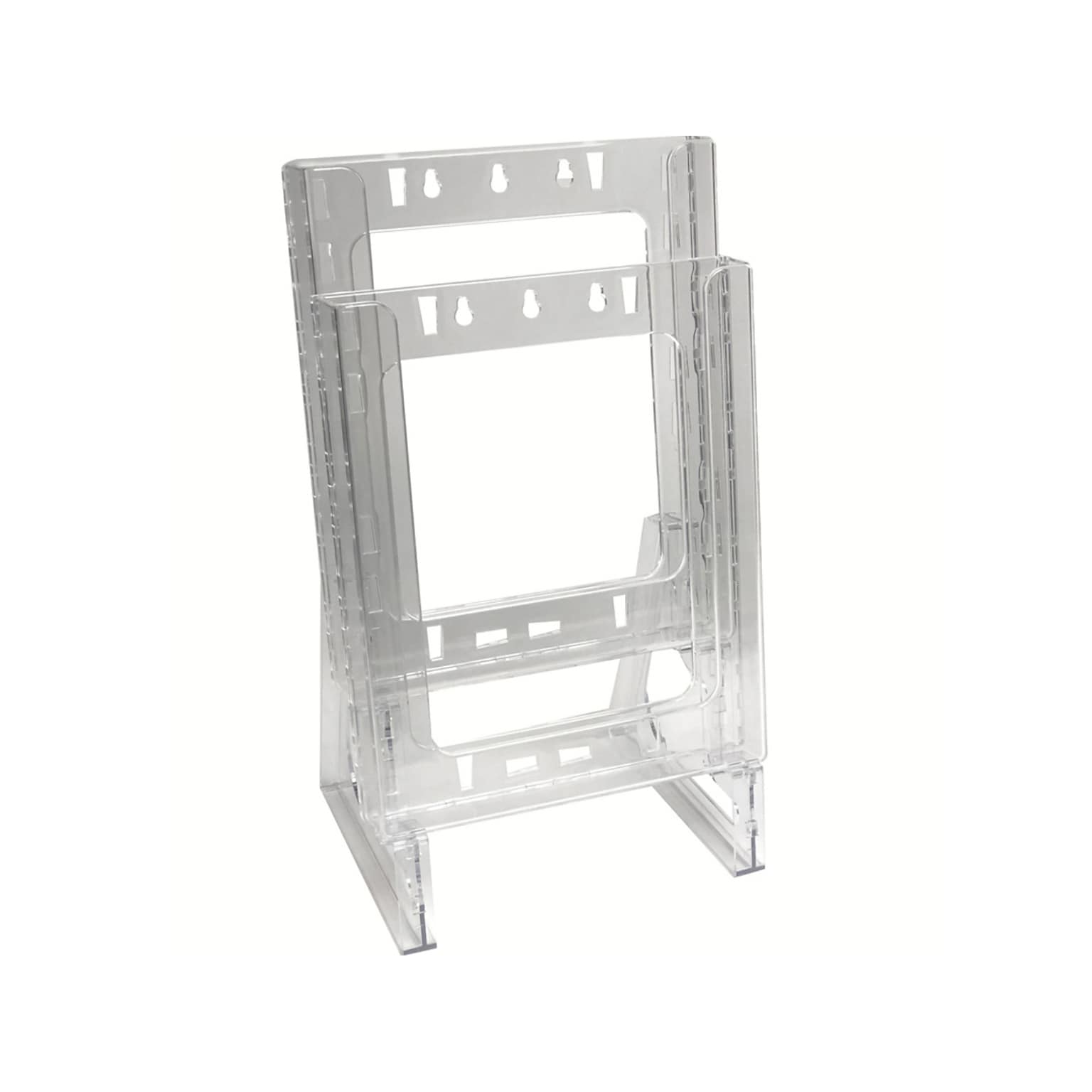 Azar 2-tier Modular Brochure Holder, 8.5 x 11, Clear Styrene, 2/Pack (252333)