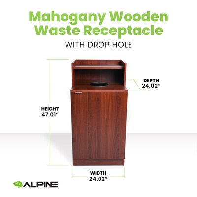 Alpine Industries Trash Can, 32-Gallon, Mahogany (ALP476-DH-MA)