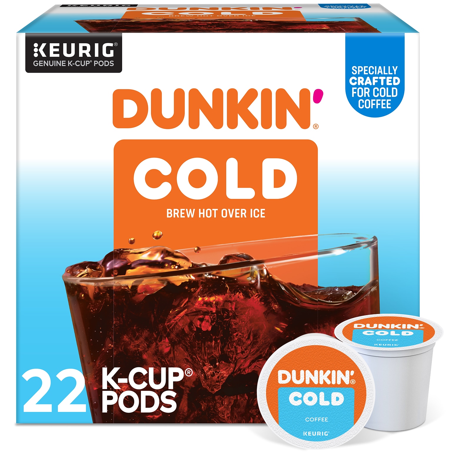 Dunkin Cold Iced Coffee Keurig® K-Cup® Pods, Medium Dark Roast, 22/Box (5000369251)