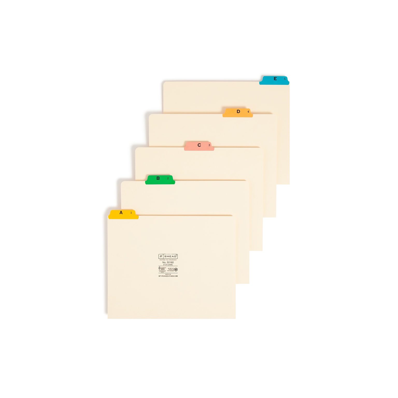 Smead Hanging File Folder Tabs, 5-Tab, Manila, 25/Set (50180)