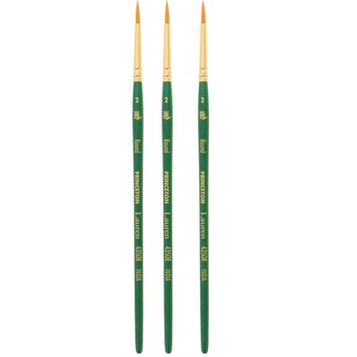 Princeton Lauren Short Handle Watercolor Synthetic Round Brush, 3/Bundle (PBXP4350R2-3)