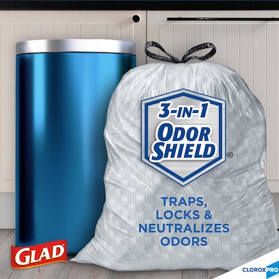 Glad Tall Kitchen Handle-Tie Trash Bags - 13 Gallon White Trash Bag - 50  Count, Package May Vary