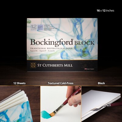 St Cuthberts Mill Bockingford Block 16 x 12 Watercolor Sketch Pad, 12 Sheets/Pad (STCT46930001011E