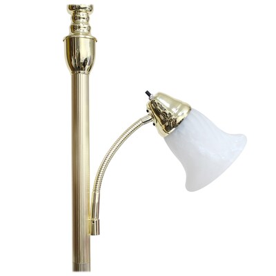 Lalia Home Torchiere Floor Lamp with Reading Light and Marble Glass Shades, Gold (LHF-3003-GL)