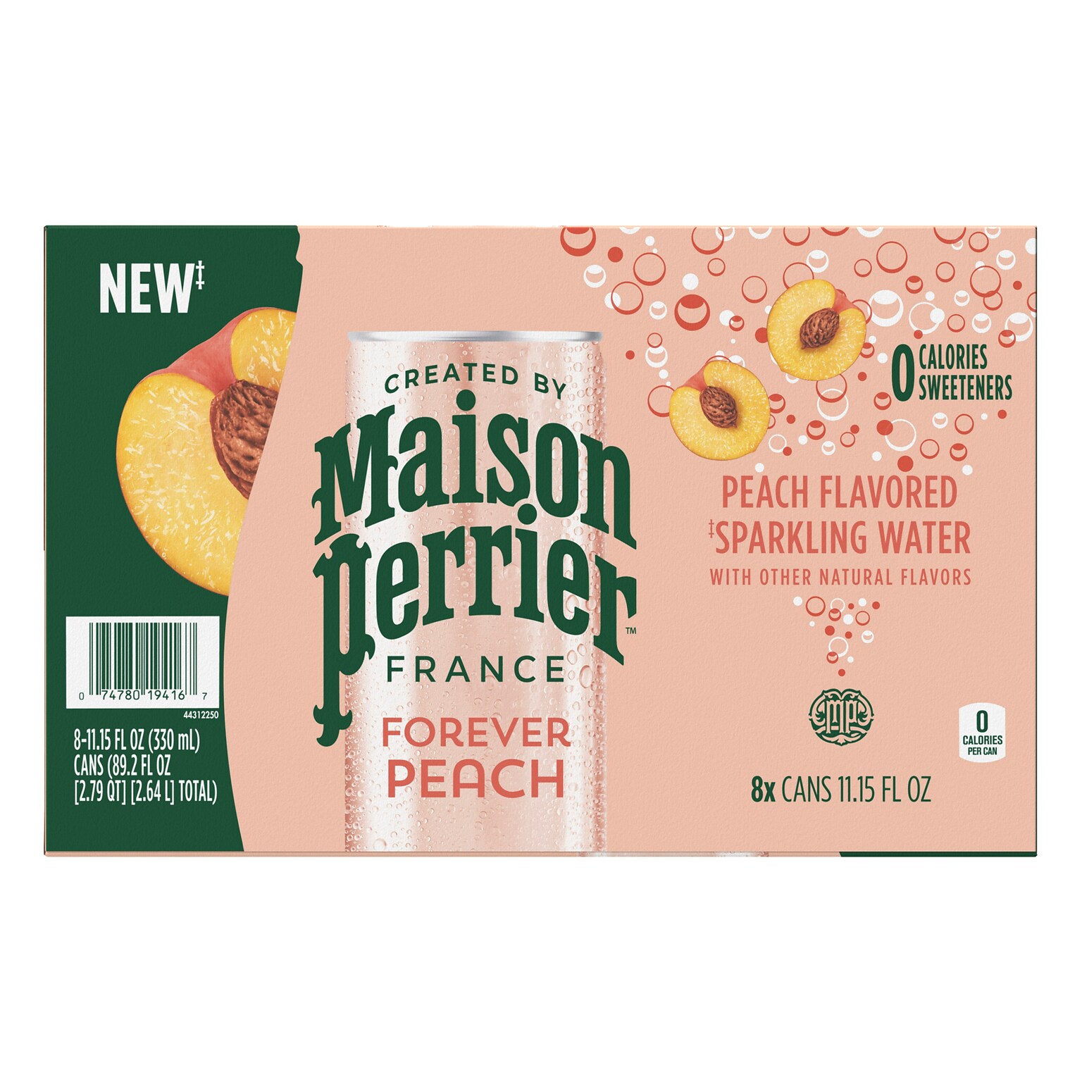 Perrier Peach Flavored Sparkling Mineral Water, 330 ml, 8/Pack (12350540)