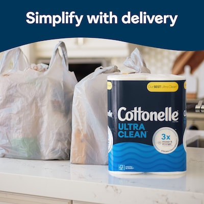 Cottonelle Ultra CleanCare 1-Ply Standard Toilet Paper, White, 312 Sheets/Roll, 6 Mega Rolls/Pack (47747)