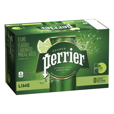 Perrier Carbonated Mineral Water, Lime, 330 ml, 8/Pack (NES31086)