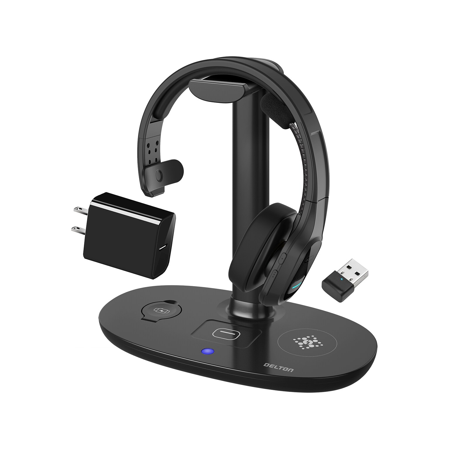 Delton 20X Wireless Noise Canceling Bluetooth Mono Headset with HS1 Stand (DHSWC120XD)