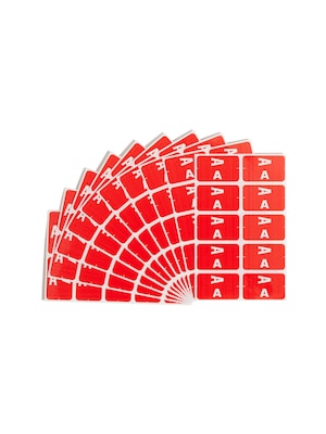 Smead AlphaZ ACCS Color-Coded Alphabetic Labels, A, Label Sheet, Red, 100/Pk (67171)