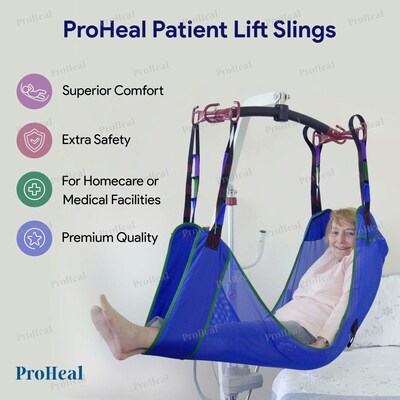 ProHeal Universal Padded Divdided Leg Lift U Sling for Patient Lifts, Large, 47 x 26, Polyester (P