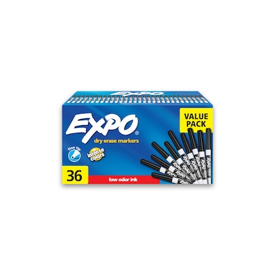Expo Dry Erase Markers, Fine Tip, Black, 36/Pack (1921062)