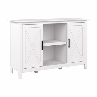 Bush Furniture Key West 30" Accent Cabinet with Doors and 4 Shelves, Pure White Oak (KWS146WT-03)