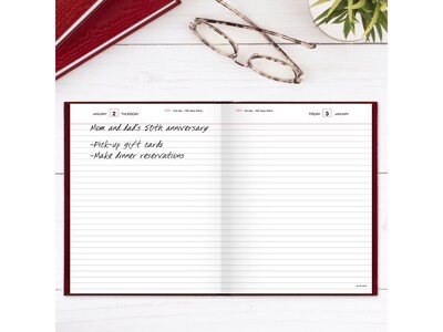 AT-A-GLANCE Standard Diary Hardcover 2025 Daily Diary, 7.5" x 9.5", Ruled, Red (SD374-13-25)